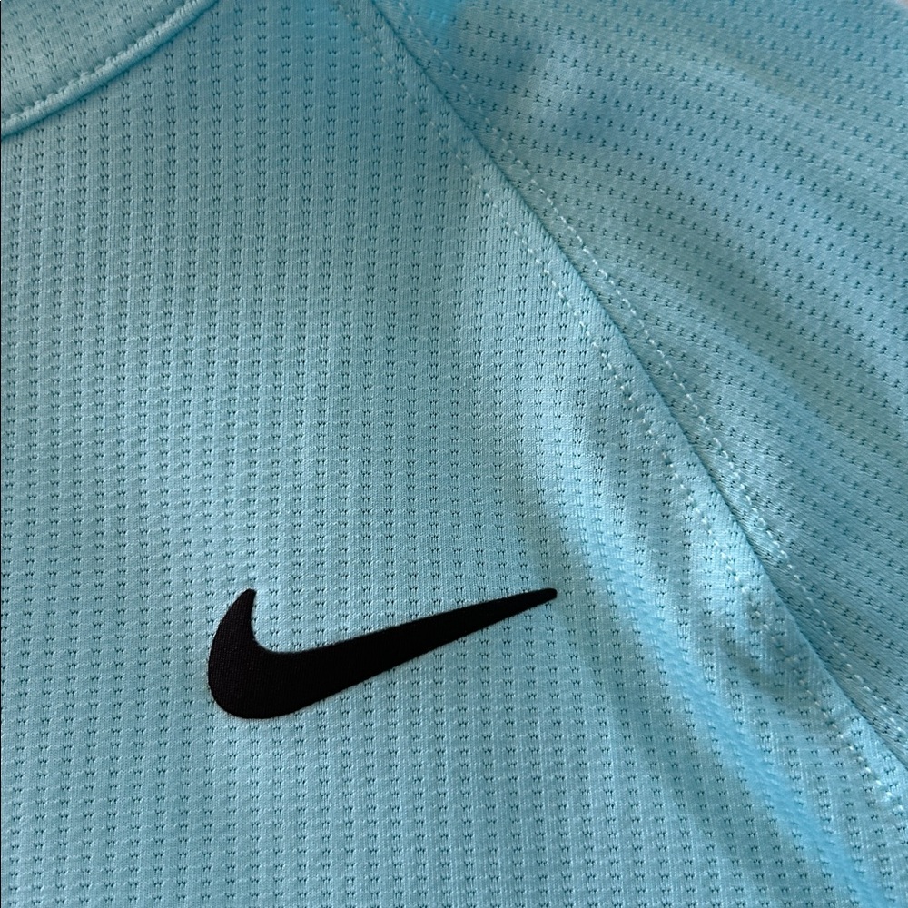 Nike Light Blue Half-Zip Pullover with Black Swoosh - Picture 2 of 5